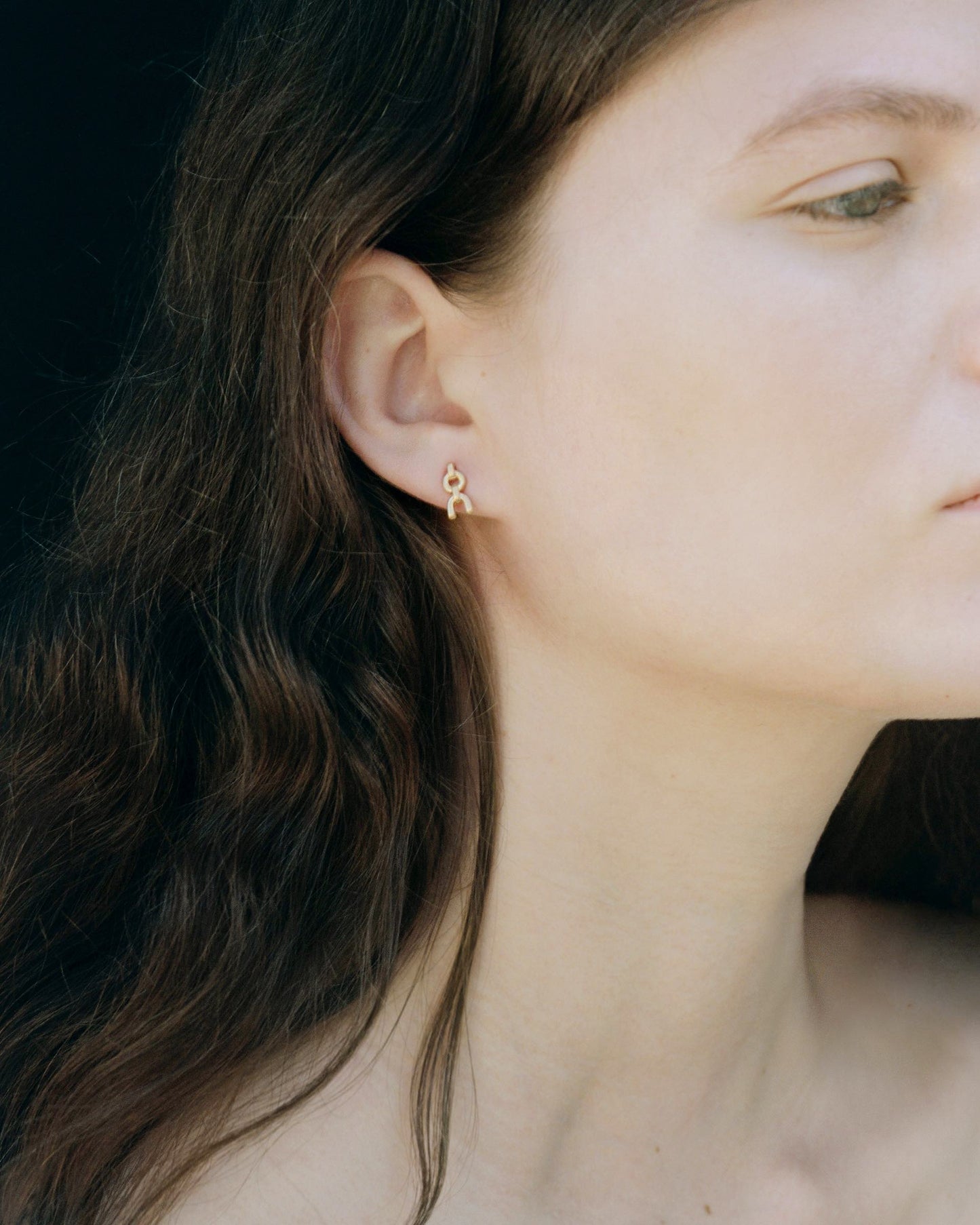 Tiana Marie Combes Equestrian Chain Studs in 14k Yellow Gold.