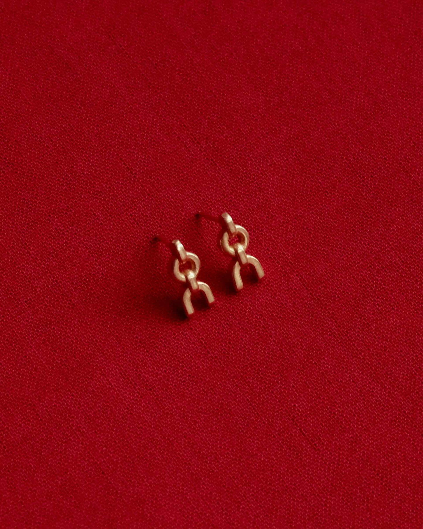 Tiana Marie Combes Equestrian Chain Studs in 14k Yellow Gold.