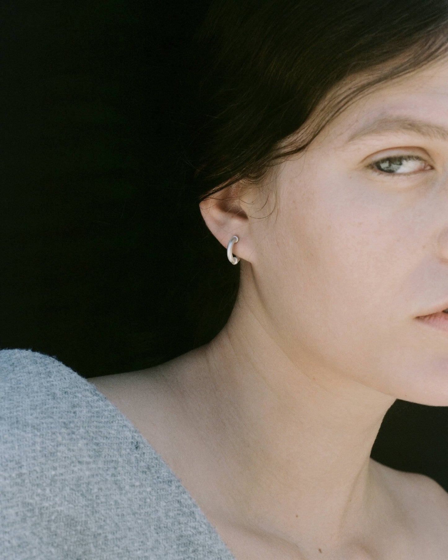 Tiana Marie Combes Roman Hoops in Sterling Silver.
