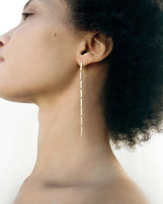 Tiana Marie Combes Estate Chain Earrings in 14k Yellow Gold.
