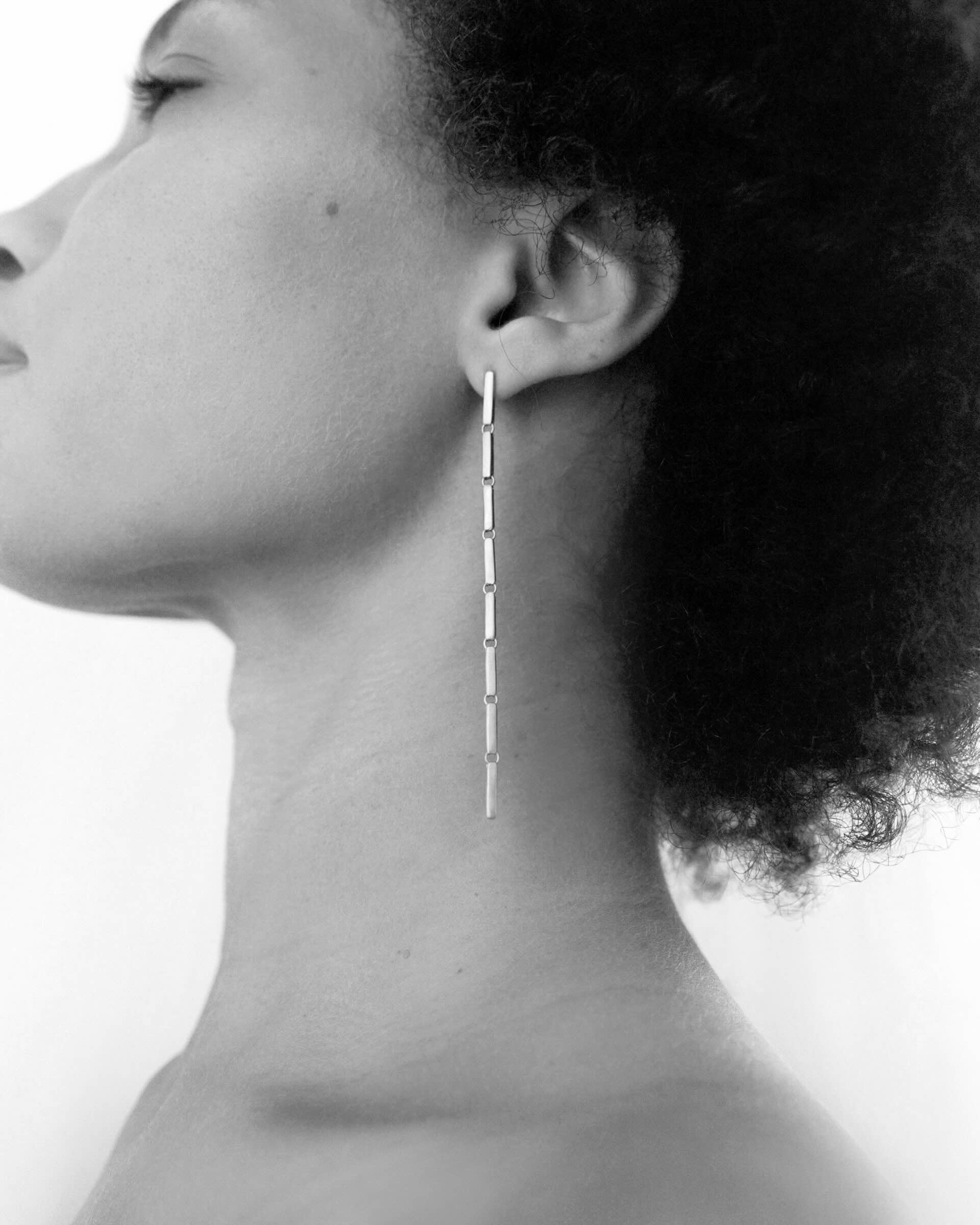 Tiana Marie Combes Estate Chain Earrings in Sterling Silver.