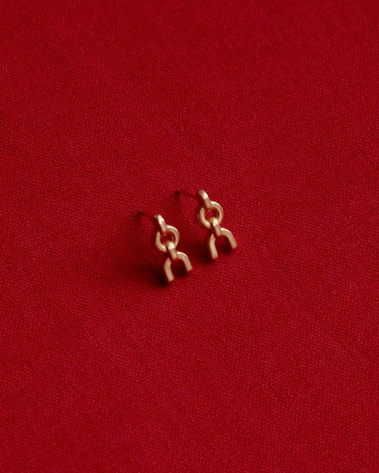 Tiana Marie Combes Equestrian Chain Studs in 14k Yellow Gold.