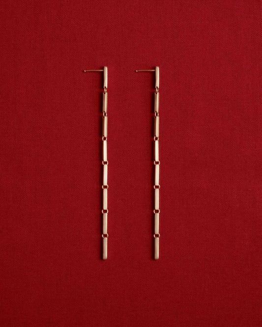 Tiana Marie Combes Estate Chain Earrings in 14k Yellow Gold.